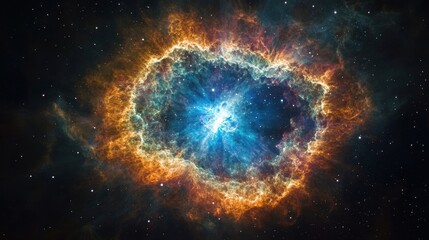 A Colorful Nebula Glowing in Space with Bright Stars and Cosmic Dust