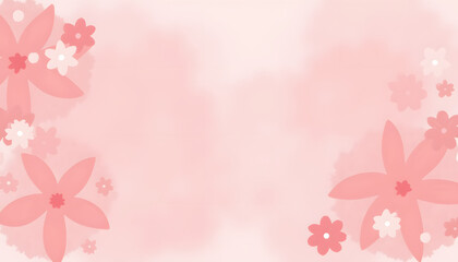 Soft pink floral background with pastel flowers and copy space