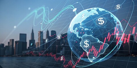 futuristic digital visualization of global import tariffs and trade data