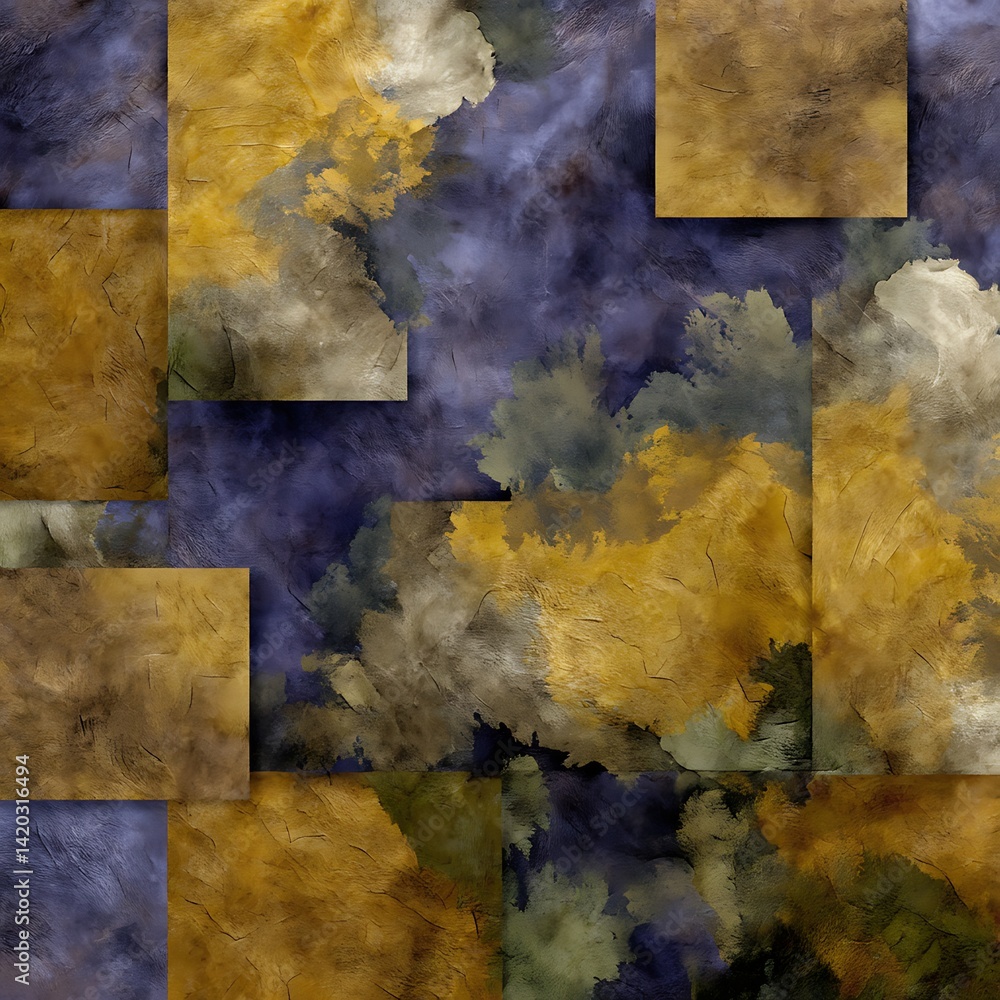 Poster textural layers abstraction painting modern art composition with square panels aesthetic arrangement