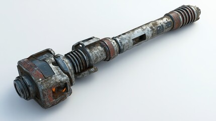 Rusty SciFi Weapon on White.