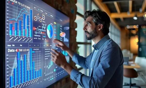 Engaging presentation of analytics insights and data trends in a modern workspace in the morning
