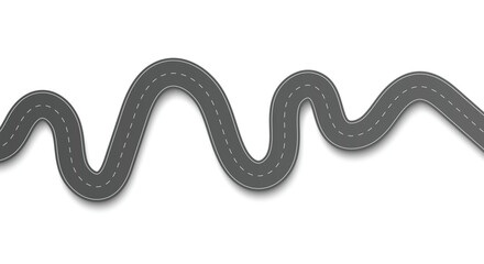 Straight and winding road road. Seamless asphalt roads template. Highway or roadway background. Vector illustration. 
