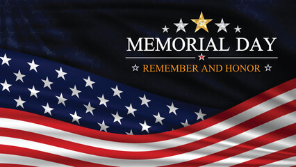 Memorial day background with national flag of United States. National holiday of the USA. Vector illustration.