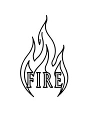 Create a minimalist line are T-shirt design featuring a hand-drawn sketch of flames in a dynamic, artistic style. 