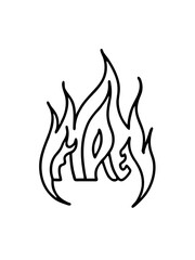 Create a minimalist line are T-shirt design featuring a hand-drawn sketch of flames in a dynamic, artistic style. 