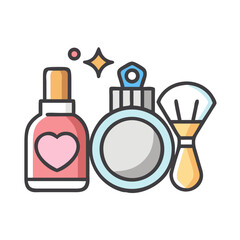 Makeup and Perfume Icon Representing Bridal Beauty and Wedding Preparation