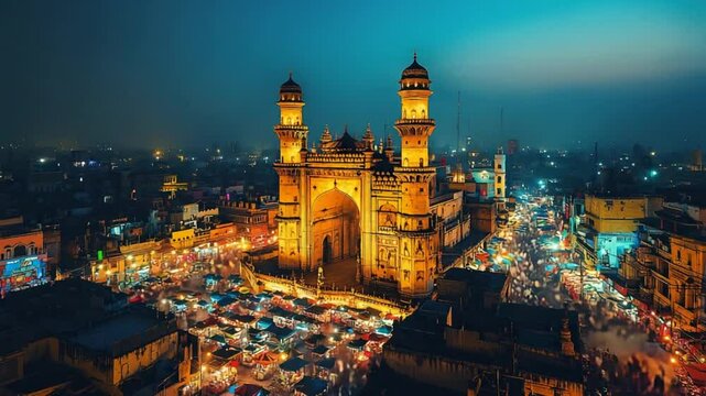 charminar in hyderabad india landscape video timelapse
