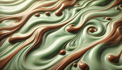 Melted Milk Chocolate and Mint /Green Chocolate in swirl patterns – 16:9 wallpaper desktop background.