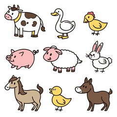 Obraz premium farm animals collection
