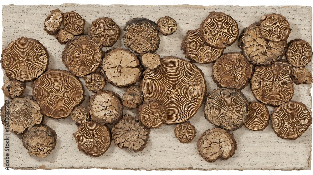 Poster tree rings section array decorative pattern wood texture art design surface structure abstract.