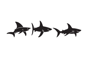 Shark Silhouette Vector Set Great White Clipart Bundle for Ocean Wildlife Designs