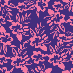 Vintage seamless floral pattern. Liberty style background of small mauve and lilac flowers. Small flowers scattered over a white background. Stock for printing on surfaces