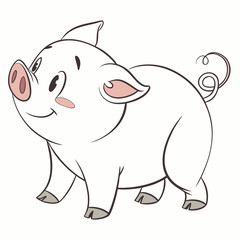 Fototapeta premium cute pig solid white background eps