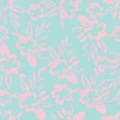 Exotic hand drawn flowers, seamless patterns with floral for fabric, textiles, clothing, wrapping paper, cover, banner, home decor, abstract backgrounds