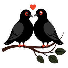 Love pigeons vector art illustration