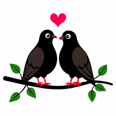 Love pigeons vector art illustration