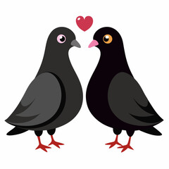 Love pigeons vector art illustration