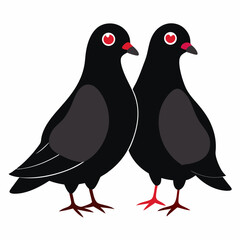 Love pigeons vector art illustration