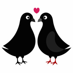 Love pigeons vector art illustration