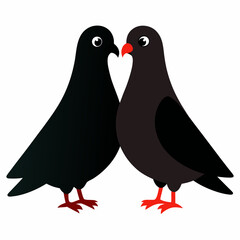 Love pigeons vector art illustration