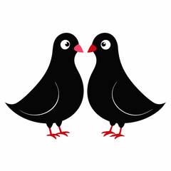 Love pigeons vector art illustration