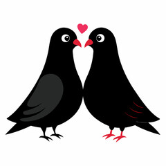 Love pigeons vector art illustration