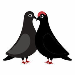 Love pigeons vector art illustration