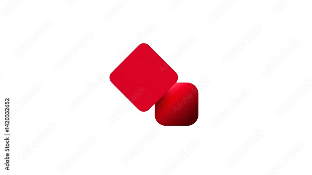 Poster two red geometric shapes overlapping squares design digital art image graphic composition bright iso