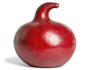 Glossy Red Decorative Gourd with Unique Curved Shape and Texture