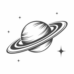 Vintage Saturn Planet Vector Illustration