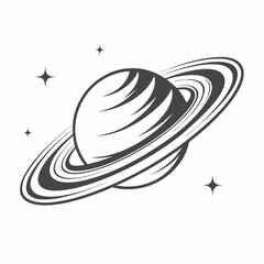 Vintage Saturn Planet Vector Illustration