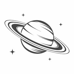 Vintage Saturn Planet Vector Illustration