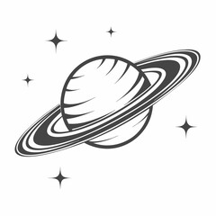 Vintage Saturn Planet Vector Illustration