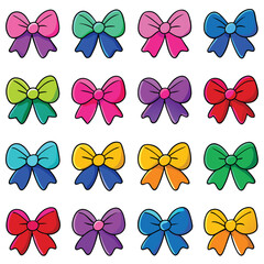 Collection of Colorful Cartoon Bows for Design Elements