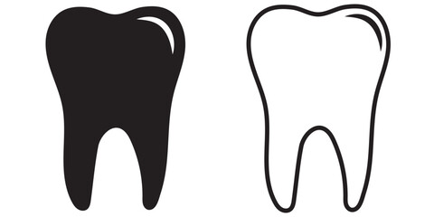Tooth, linear icon. Line with editable stroke. Tooth black icon symbol silhouette flat design style sign. Tooth simple silhouette on white. Dentist concept. Eps 10.