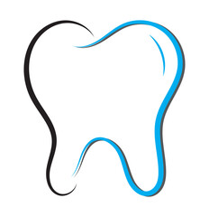 Tooth or teeth icons for dentistry clinic, toothpaste and dental mouthwash. Vector outline healthy tooth or teeth icons.