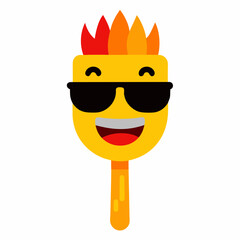 Funny Cartoon Brush Emoji with Sunglasses  Cool and Playful Vector Art for Creative Projects