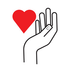 Obraz premium Heart in hand icon showing care and support, perfect for healthcare providers, charities, and community organizations.