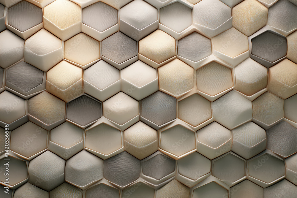 Poster beige and brown hexagon pattern, textured surface, creates a geometric background suitable for vario