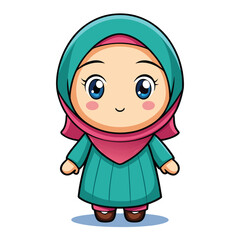 Cute cartoon girl in a hijab