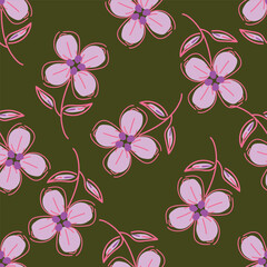 Exotic hand drawn flowers, seamless patterns with floral for fabric, textiles, clothing, wrapping paper, cover, banner, home decor, abstract backgrounds