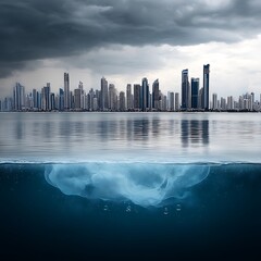 Urban Skyline Under Stormy Skies A Hidden Danger Below The Surface Threatens Coastal Metropolis.