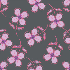 Exotic hand drawn flowers, seamless patterns with floral for fabric, textiles, clothing, wrapping paper, cover, banner, home decor, abstract backgrounds