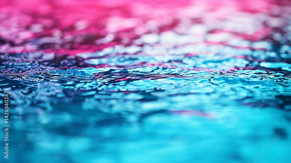 Poster abstract water surface with dynamic waves and vibrant pink and teal hues creating a stunning visual 