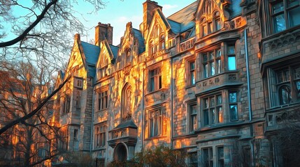 Obraz premium College building in Renaissance style architecture in an urban environment cityscape