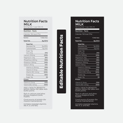 Minimalist milk nutrition facts label template