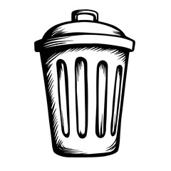 Hand-drawn vintage style trash can icon for deletion or disposal action in applications - concept of old-style UI delete button