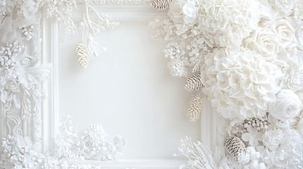 Elegant White Floral Frame for Invitations and Backgrounds
