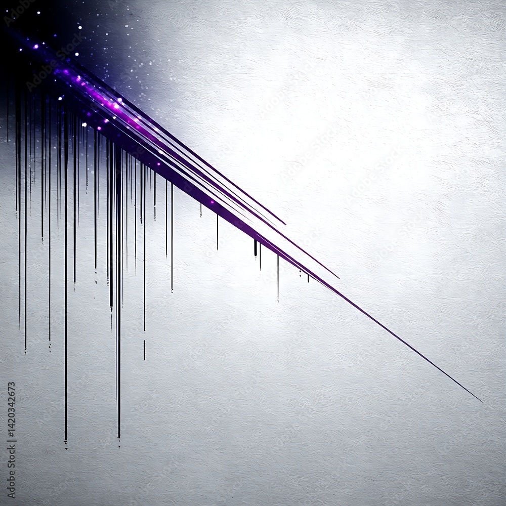Aufkleber violet comet streaks abstract design against gradient gray backdrop visual composition artwork